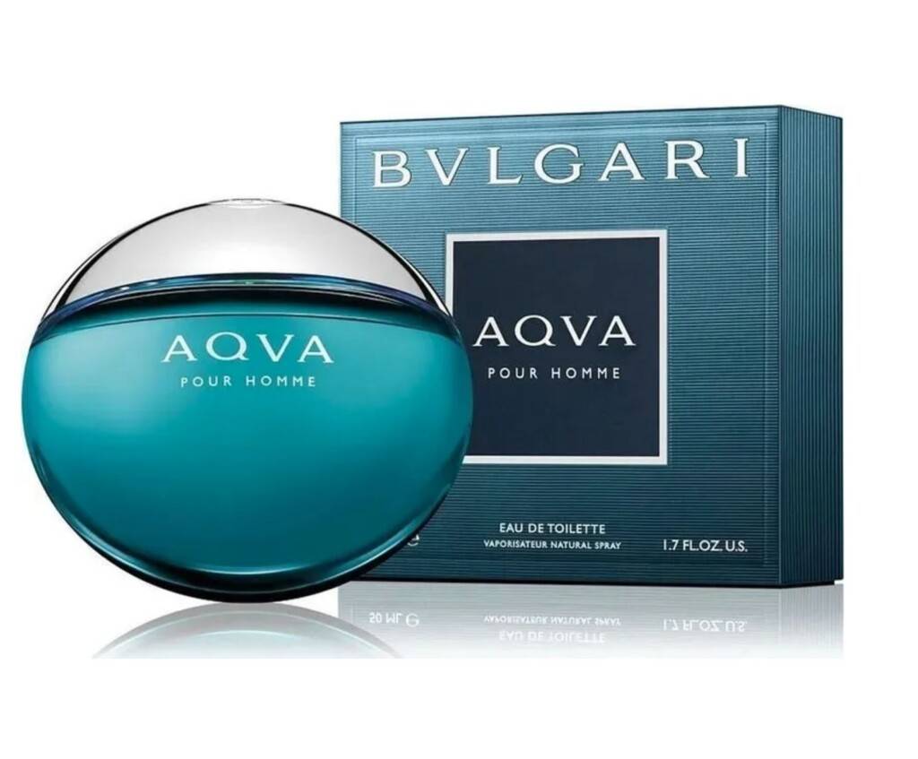 Bulgari Aqva Pour Homme в Media: синий шар и упаковка из текстурированного картона