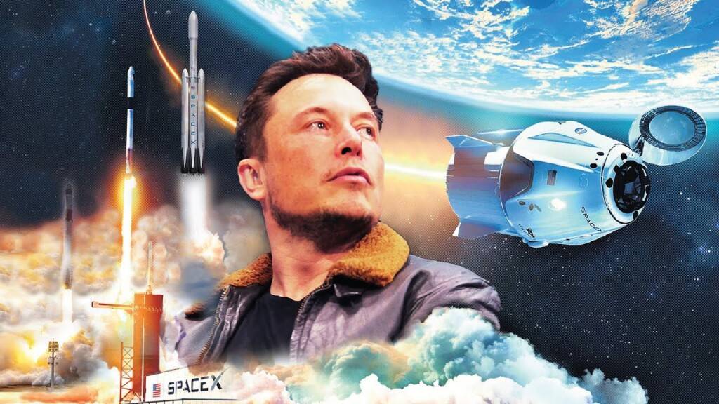 Космос над облаками: ракета и капсула SpaceX у Земли