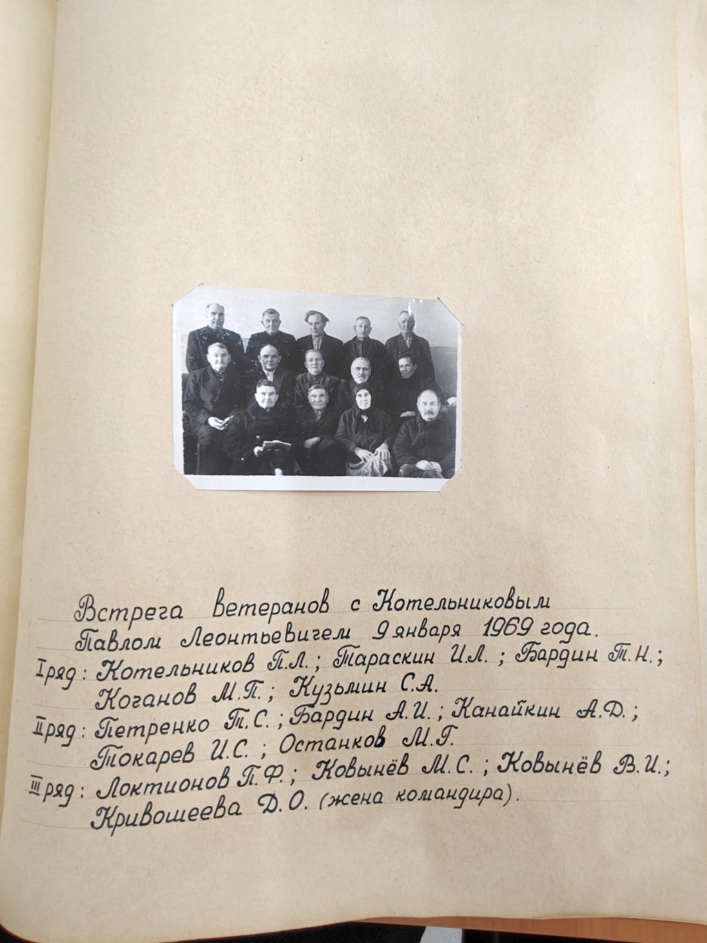 Встреча ветеранов с Котельниковым П.Л. в Орлов Гае (1969)