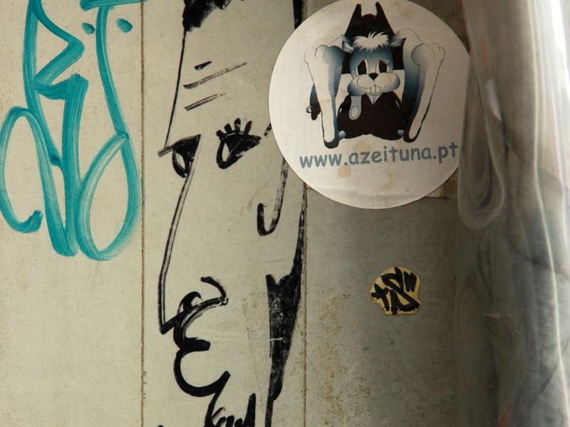 Zalzburg: стена с граффити и наклейками у входа в скейт-парк