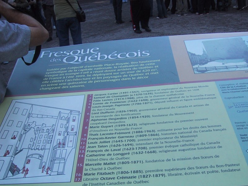 Fresque des Québécois в Квебеке: 17 исторических фигур на 420 м²