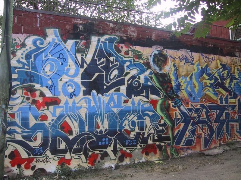 416 Graffiti Expo, Канада: зелёная астронавтка среди синих брейков