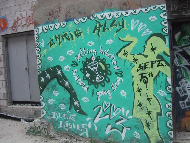 416 Grafitti Expo, Канада: зелёная стена с мартини и «getting hitched»