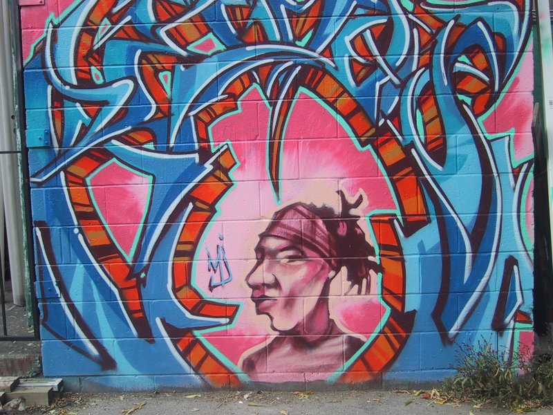 416 Grafitti Expo, Канада: сине-оранжевый граffiti с портретом в центре