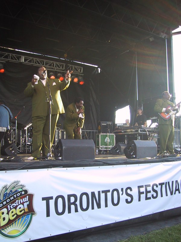 Toronto's Beer Festival 2004: зелёные костюмы на сцене под оранжевым светом