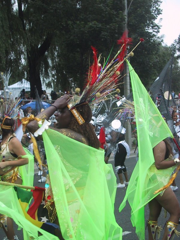 Caribana 2003 в Торонто: зелёные ткани, перья и блеск костюмов