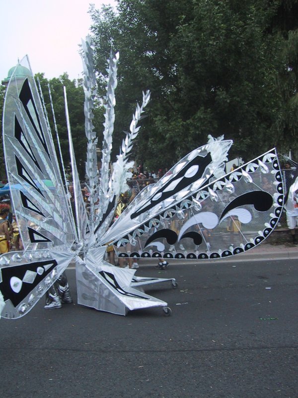 Caribana 2003, Торонто: бабочка из прозрачного пластика и серебряных листьев