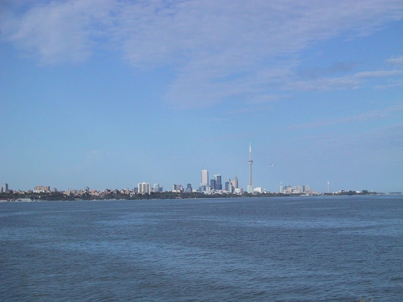 Торонто с воды: CN Tower и небоскрёбы на фоне спокойного озера