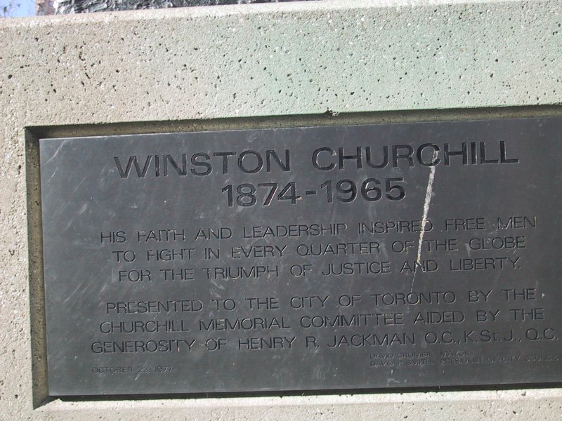 Памятная табличка Winston Churchill в Торонто, 1977