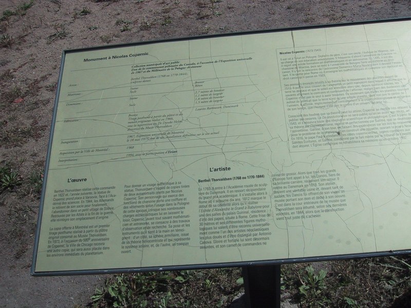 Монумент Николаю Копернику в Монреале, 2004