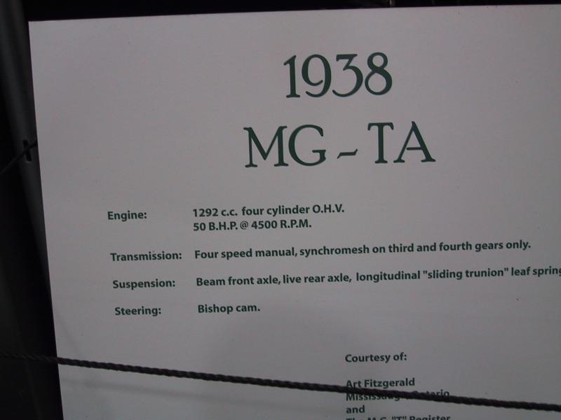 1938 MG-TA на Toronto Autoshow 2004: технические детали в табличке