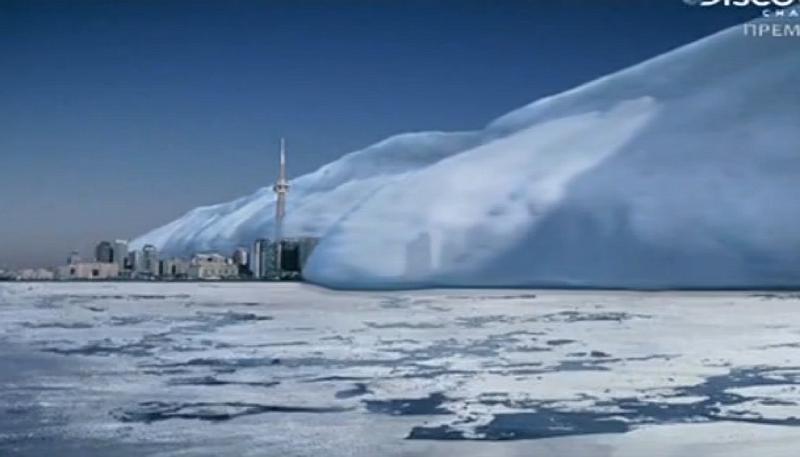 Гигантская ледяная волна над городом с Торонто-Канада