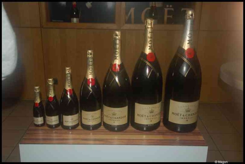 Moët & Chandon: шесть бутылок в порядке возрастания размера в французском заводе
