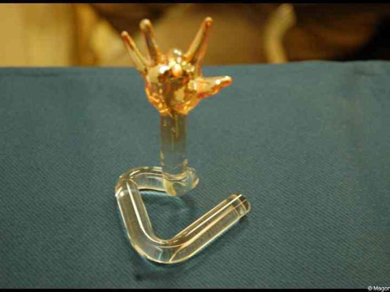 Art Du Cristal, Люксембург: стеклянная рука на изогнутой подставке