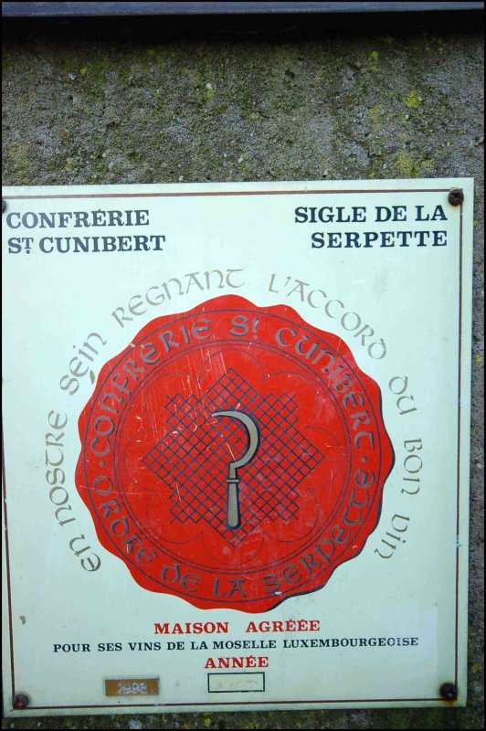 Табличка «Confrérie St Cunibert» в Бурглинстере, 1998