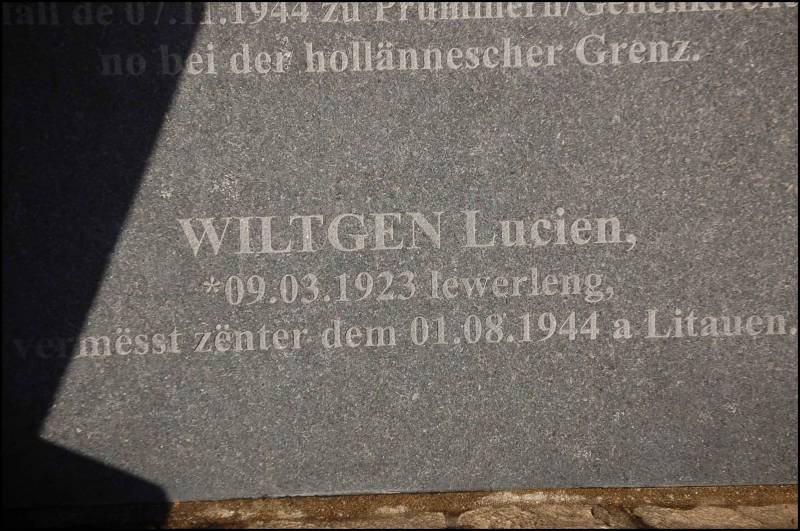 Мемориальная плита в Юзельданже, Люксембург: Wiltgen Lucien, *09.03.1923