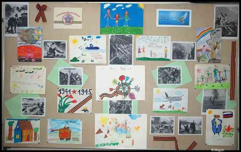 Detskiy Risunok, Люксембург, 2010: стена с детскими рисунками и историческими фотоснимками