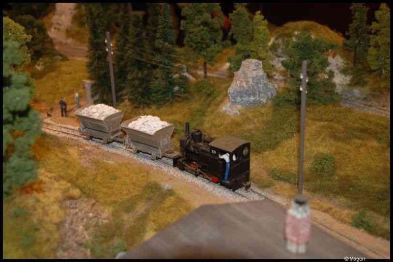 Expo train 2010, Люксембург: паровоз с вагонами угля среди холмов