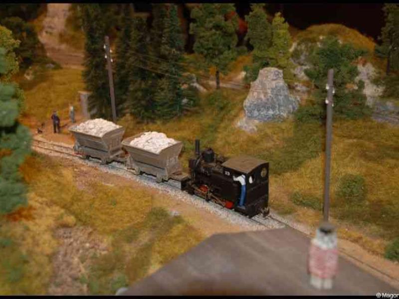 Expo train 2010, Люксембург: паровоз с вагонами угля среди холмов