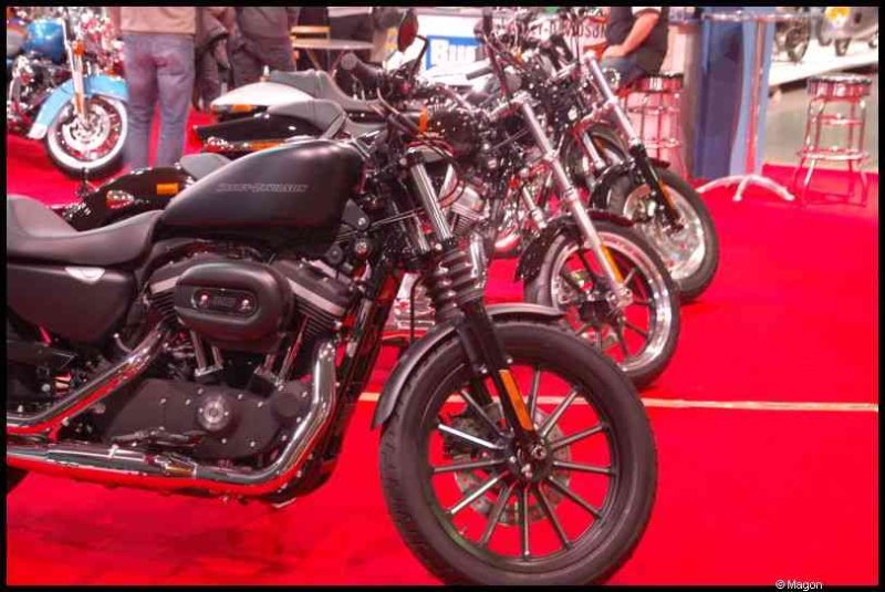 Motorshow 2010 в Люксембурге: черные Harley-Davidson на красном ковре
