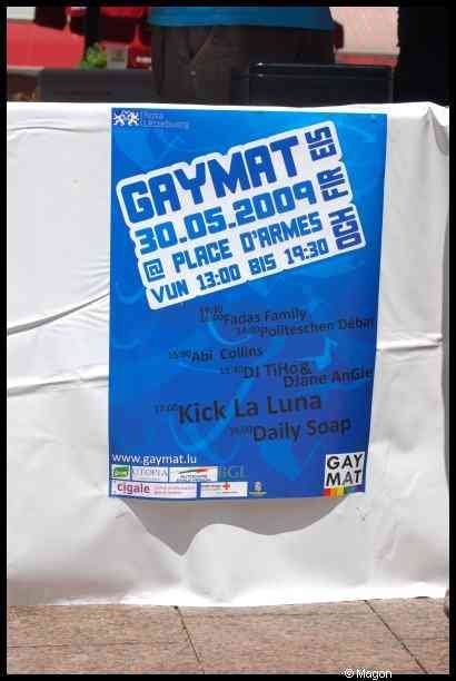 Плакат Gaymat 2009 на Place d'Armes в Новом Орлеане, Люксембург