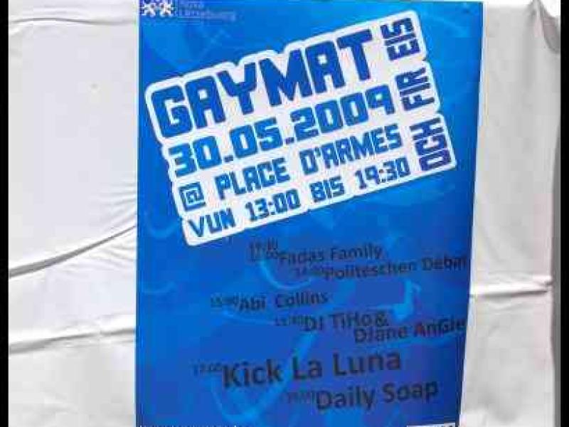 Плакат Gaymat 2009 на Place d'Armes в Новом Орлеане, Люксембург