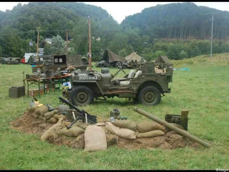 Septfontaines Milcars, Люксембург: военный лагерь с Jeep Willys и брезентовыми палатками