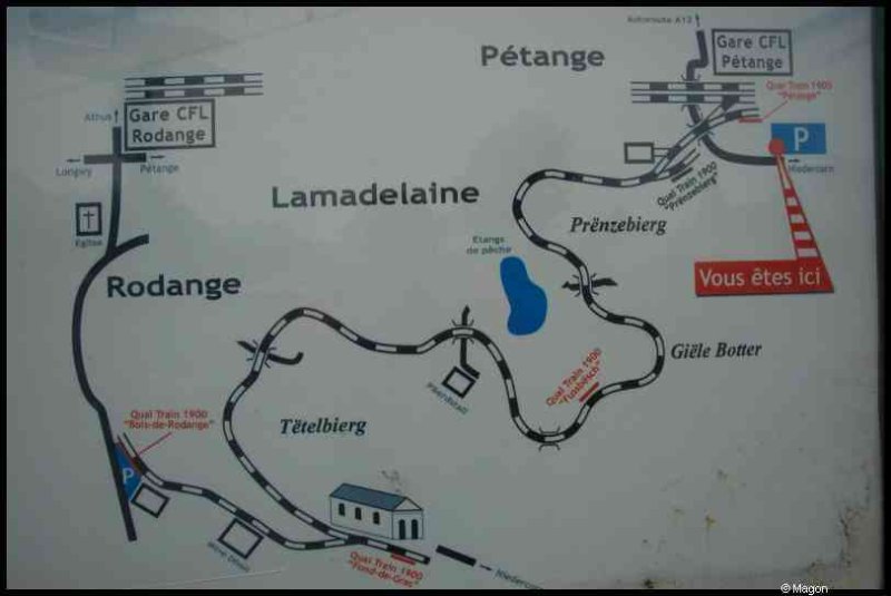 Люксембург, 1900: схема железнодорожной ветки Rodange–Pétange
