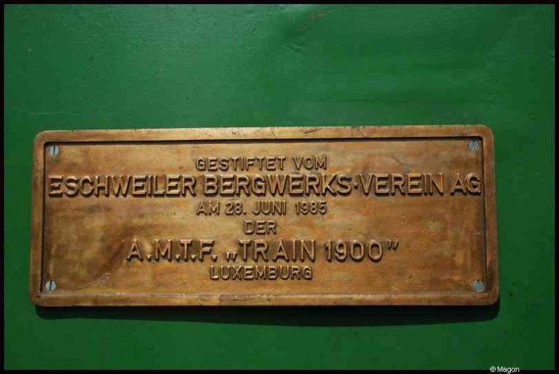 Табличка на локомотиве «Train 1900» в Люксембурге, 1935