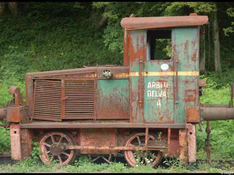 Train, Люксембург, 1900: ржавая локомотива «Arblu-Belval A» у края леса