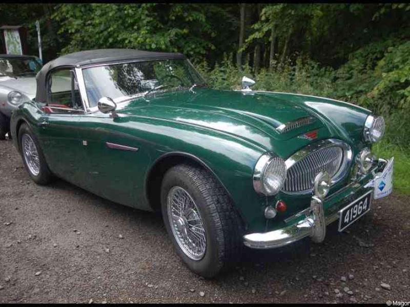 Винтажные авто в Люксембурге, 20 июня 2009: зелёный Austin-Healey с номером 41964