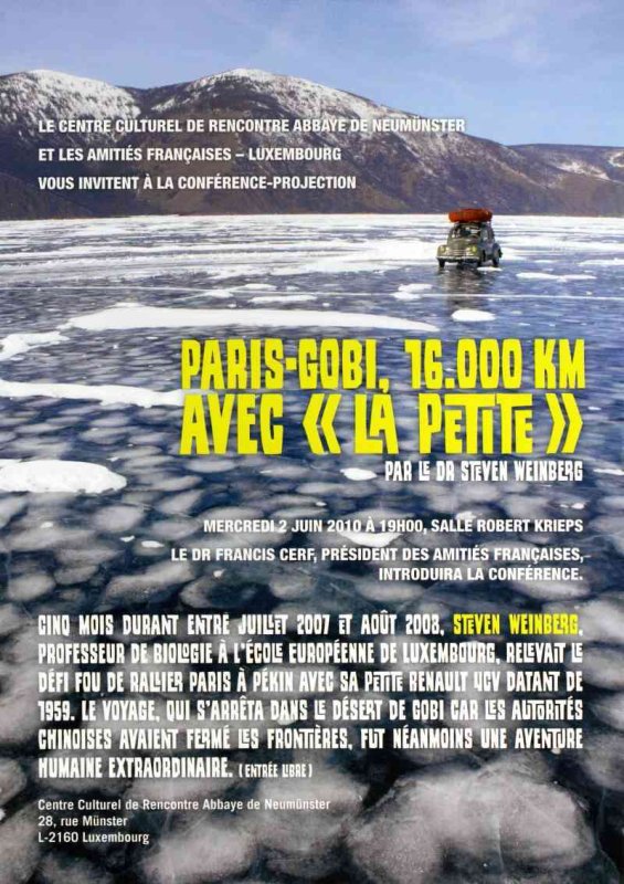 Weinberg в Люксембурге: афиша конференции про Paris-Gobi 16 000 км