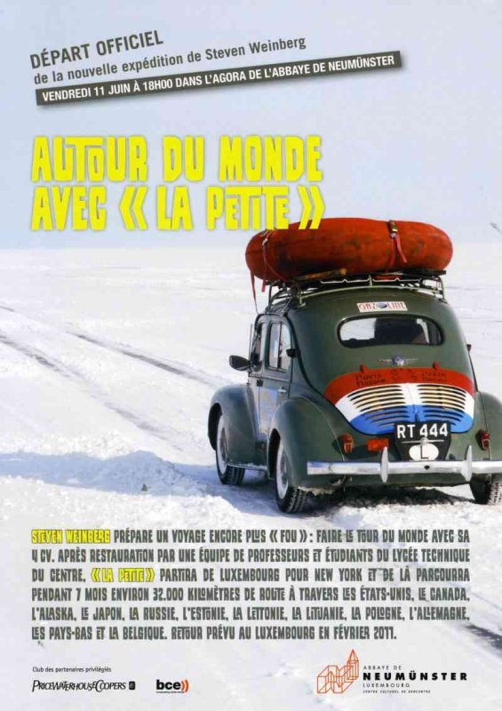 Автомобиль «La Petite» на снегу у Abbaye de Neumünster, Люксембург