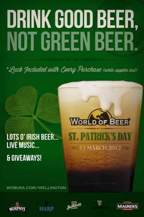 17 марта 2012, Веллингтон: реклама St. Patrick’s Day от World of Beer