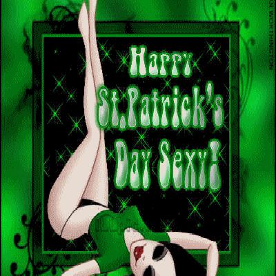 17.03: зелёный стикер с надписью «Happy St. Patrick's Day Sexy!»