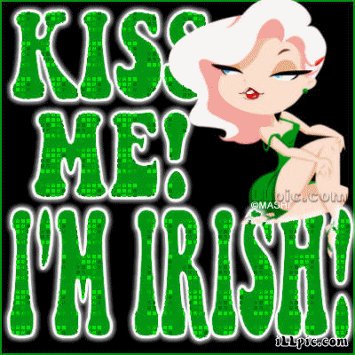 17.03: зелёная надпись с куклой и текстом «KISS ME! I'M IRISH!»