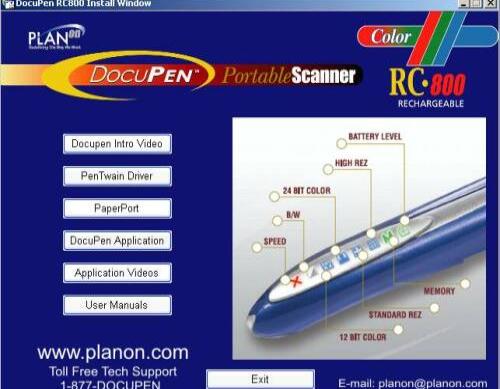 DocuPen RC-800 Install Window: синий сканер и инструкции 2000-х