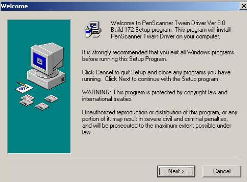 Установка PenScanner Twin Driver Ver 8.0 в DocuPen, 2004