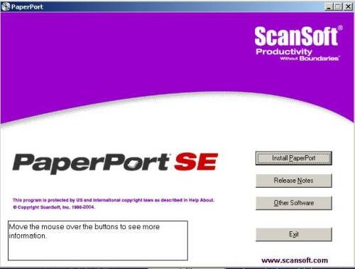 PaperPort SE от ScanSoft: интерфейс программы для сканирования документов 2004 года
