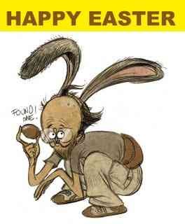 Easter bunny with 'FOUND ONE' note at Mate