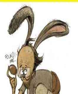 Easter bunny with 'FOUND ONE' note at Mate