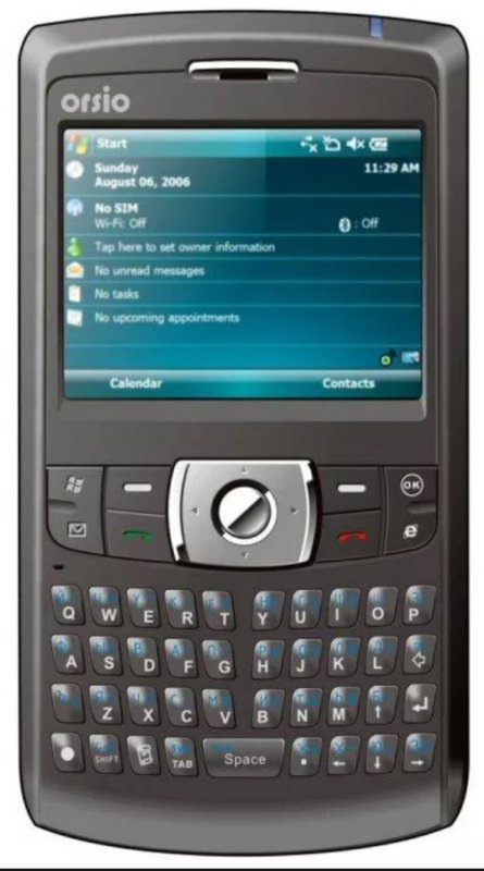 Orsio P745, 2006: экран с датой August 06, 2006 и строкой 'No SIM'