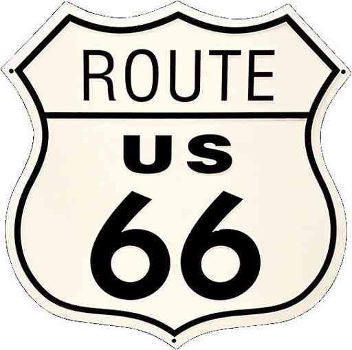 Знак Route US 66 на белом щите с чёрной окантовкой
