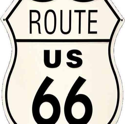 Знак Route US 66 на белом щите с чёрной окантовкой