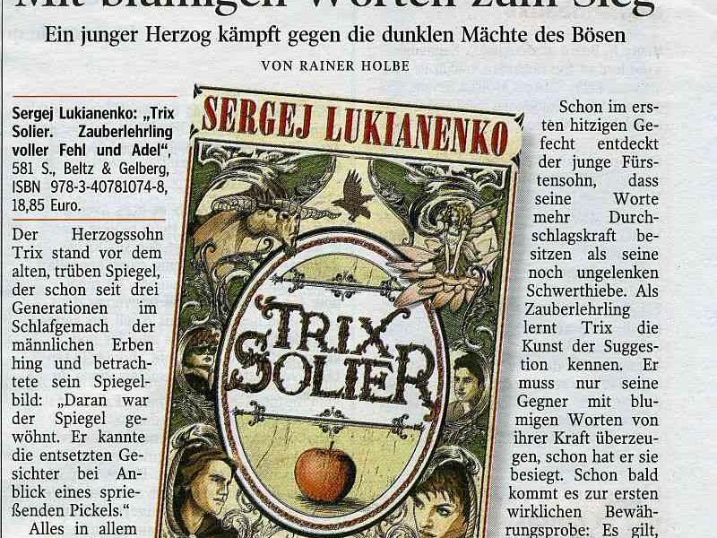 Обложка книги «Trix Solier» в газетной рецензии, 2009