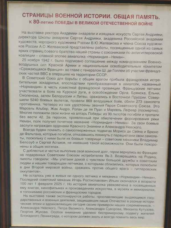 Табличка на выставке «Странцы военной истории. Общая память» в России