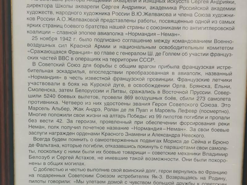 Табличка на выставке «Странцы военной истории. Общая память» в России