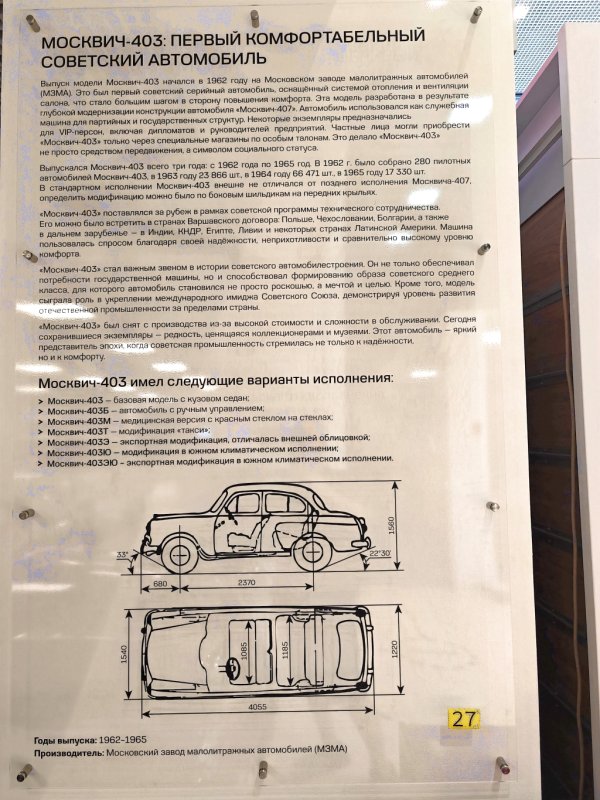 Москвич-403 в экспозиции MAMO71: первый комфортабельный советский автомобиль