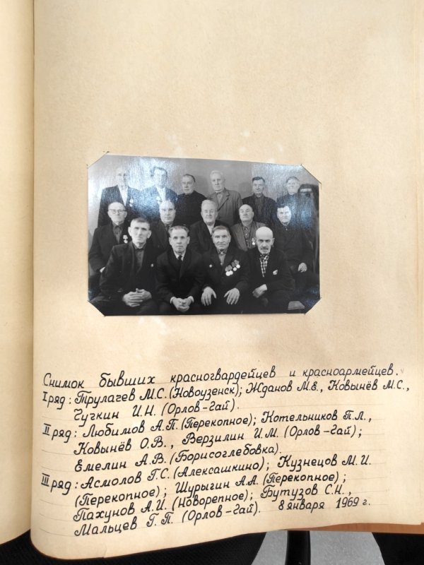 Ветераны-красноармейцы. Среди них Котельников П.Л. (1969)